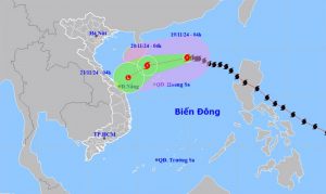 Bão số 9 khả năng suy yếu thành áp thấp nhiệt đới trên vùng biển Trung Trung Bộ