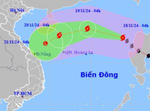 Bão Man-yi vào Biển Đông, hướng vào vùng biển Trung Trung Bộ