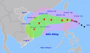 Sáng 8/11, bão Yinxing sẽ vào Biển Đông với cường độ cấp 14, giật cấp 16